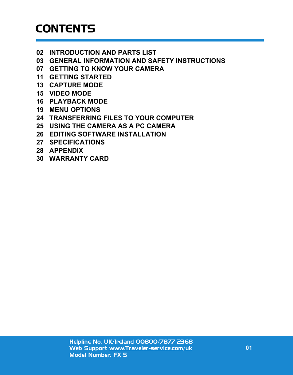 Traveler FX 5 User Manual | 30 pages