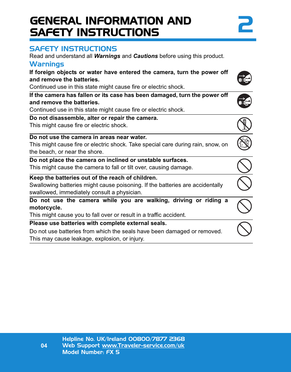 General information and safety instructions | Traveler FX 5 User Manual | Page 4 / 30