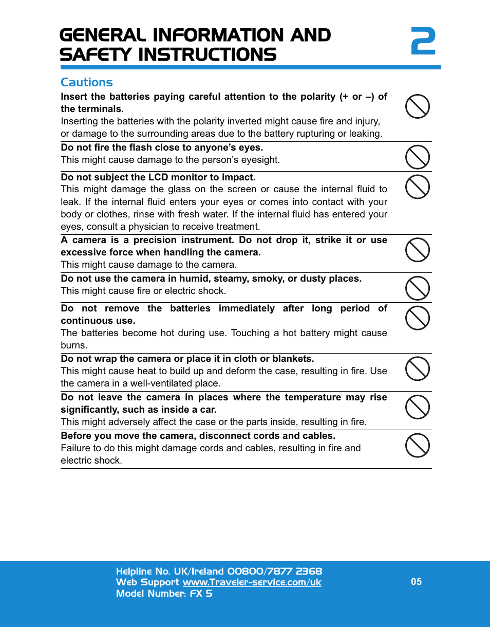 General information and safety instructions | Traveler FX 5 User Manual | Page 5 / 30