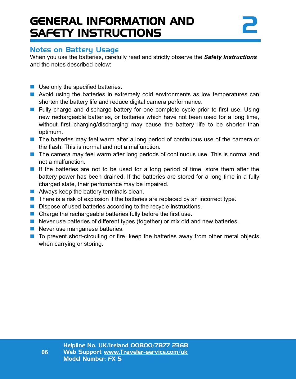 General information and safety instructions | Traveler FX 5 User Manual | Page 6 / 30