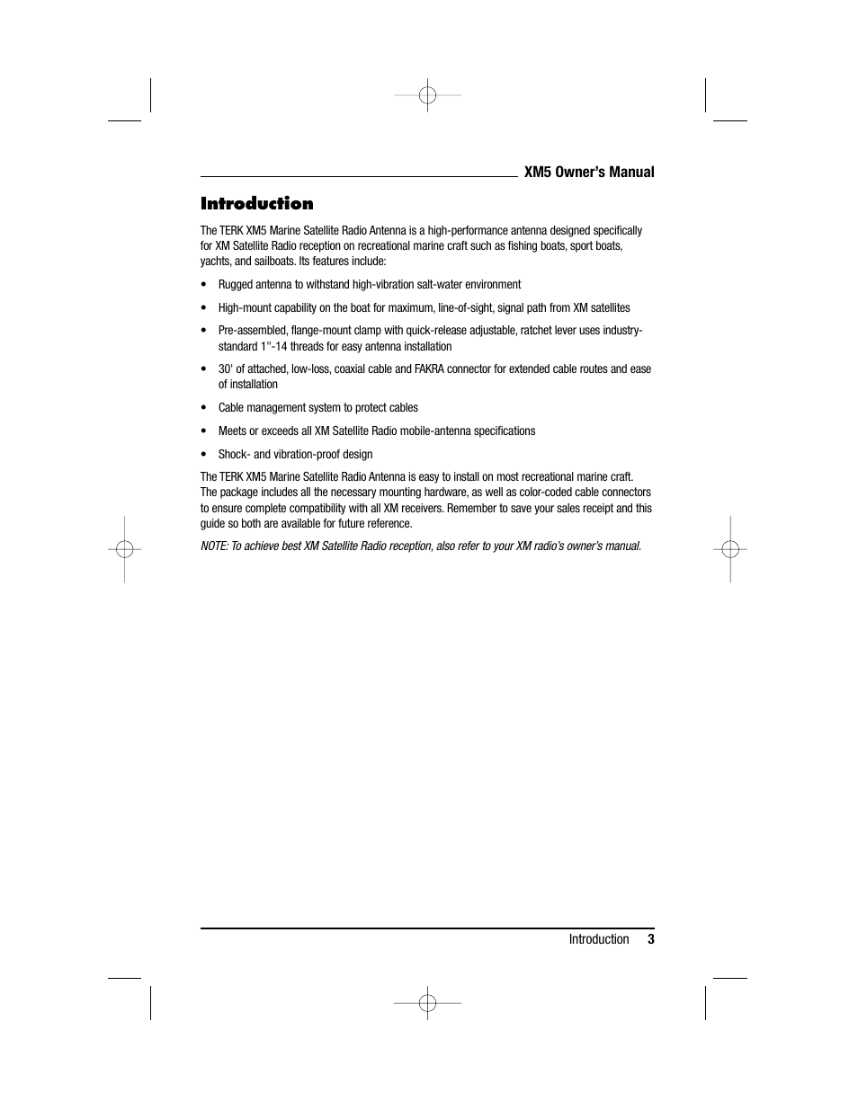 Introduction | TERK Technologies XM5 User Manual | Page 3 / 12