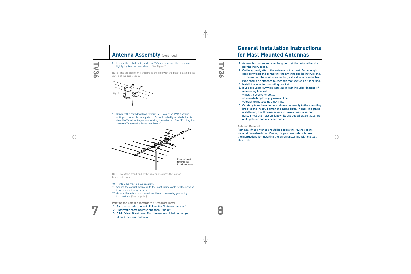 Tv36, Antenna assembly | TERK Technologies TERK TV36 User Manual | Page 5 / 8
