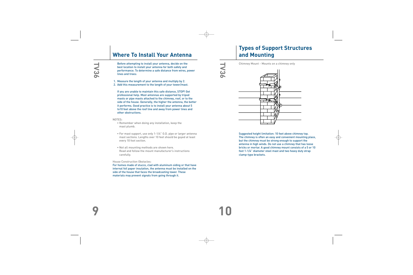 Tv36, Where to install your antenna, Types of support structures and mounting | TERK Technologies TERK TV36 User Manual | Page 6 / 8
