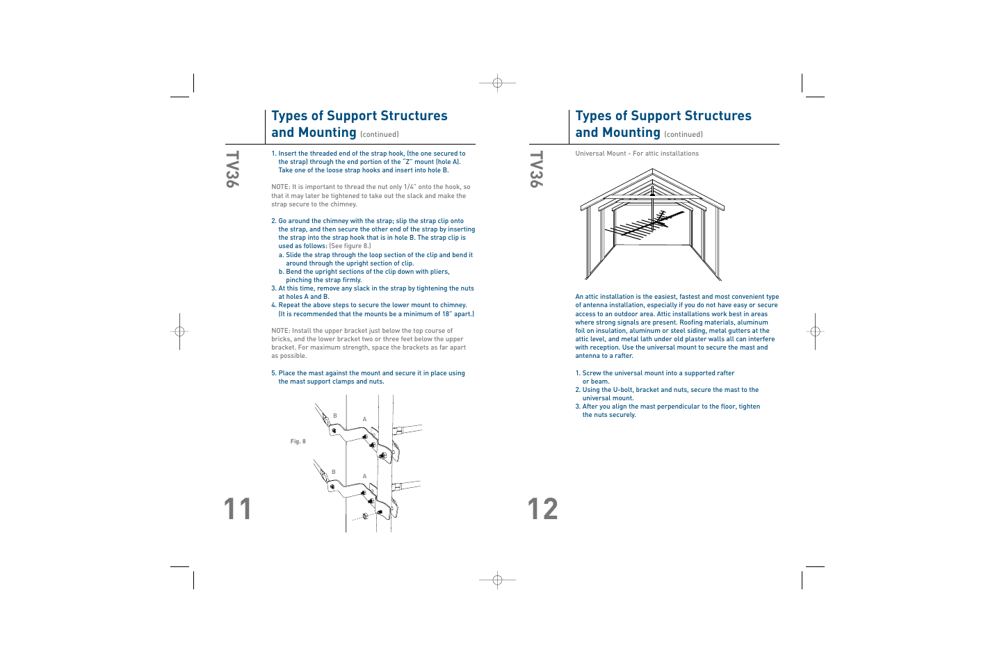 Tv36, Attic, Types of support structures and mounting | TERK Technologies TERK TV36 User Manual | Page 7 / 8