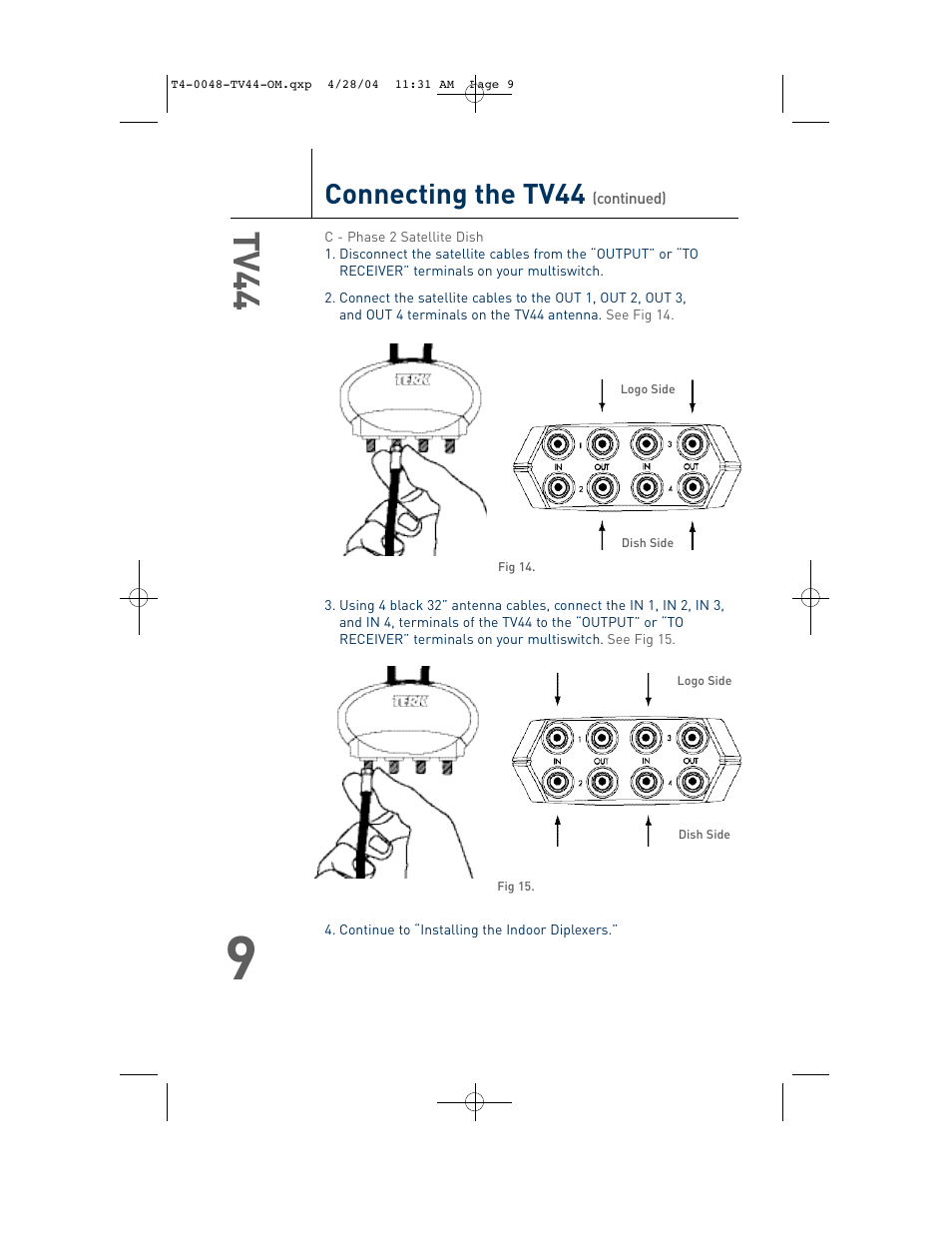 Connecting the tv44 | TERK Technologies TV44 User Manual | Page 10 / 14