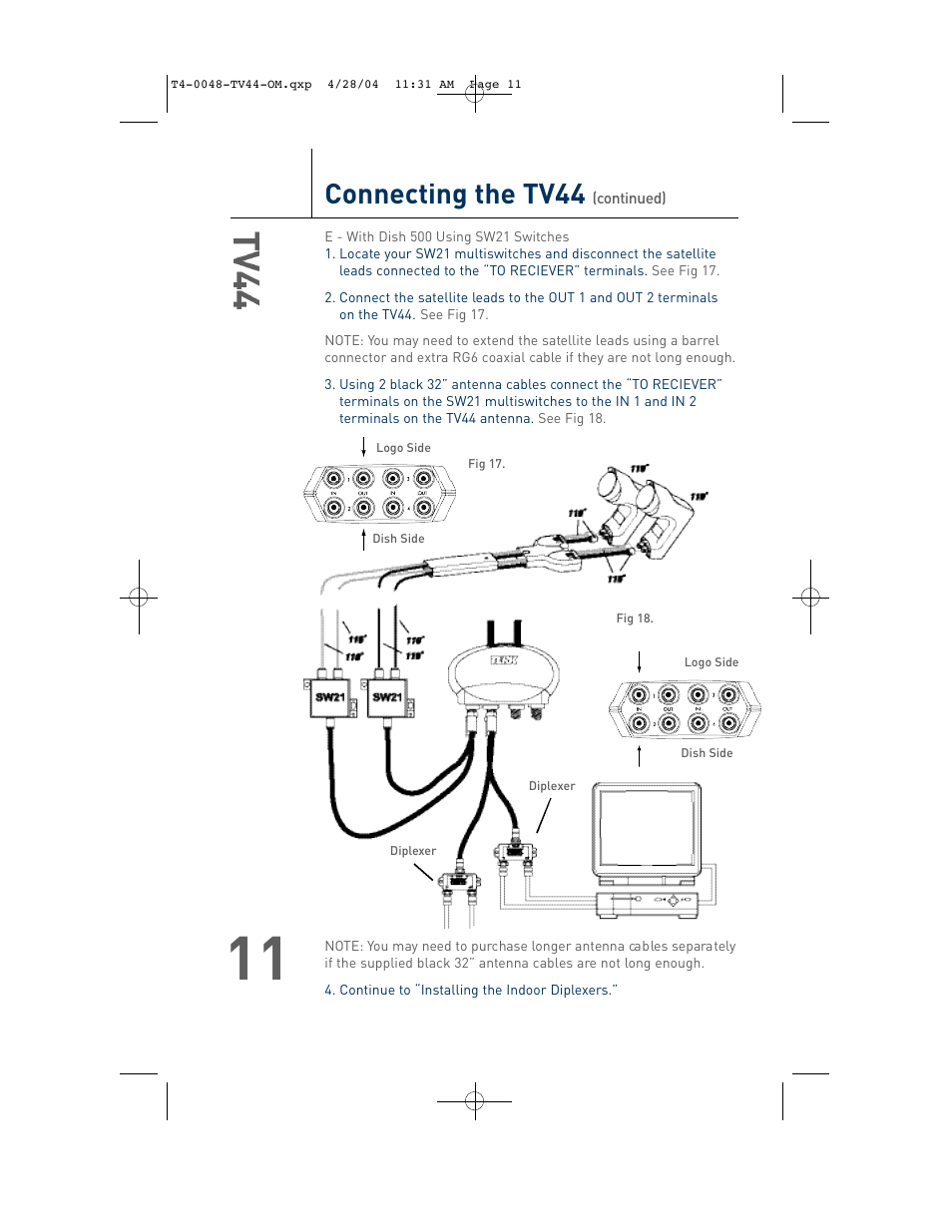 Connecting the tv44 | TERK Technologies TV44 User Manual | Page 12 / 14