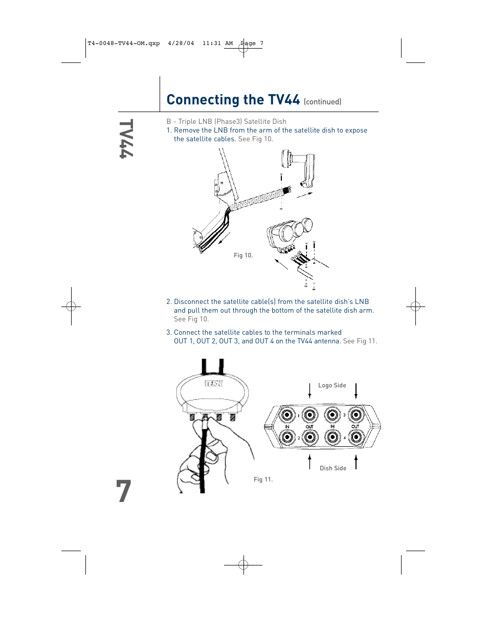 Connecting the tv44 | TERK Technologies TV44 User Manual | Page 8 / 14