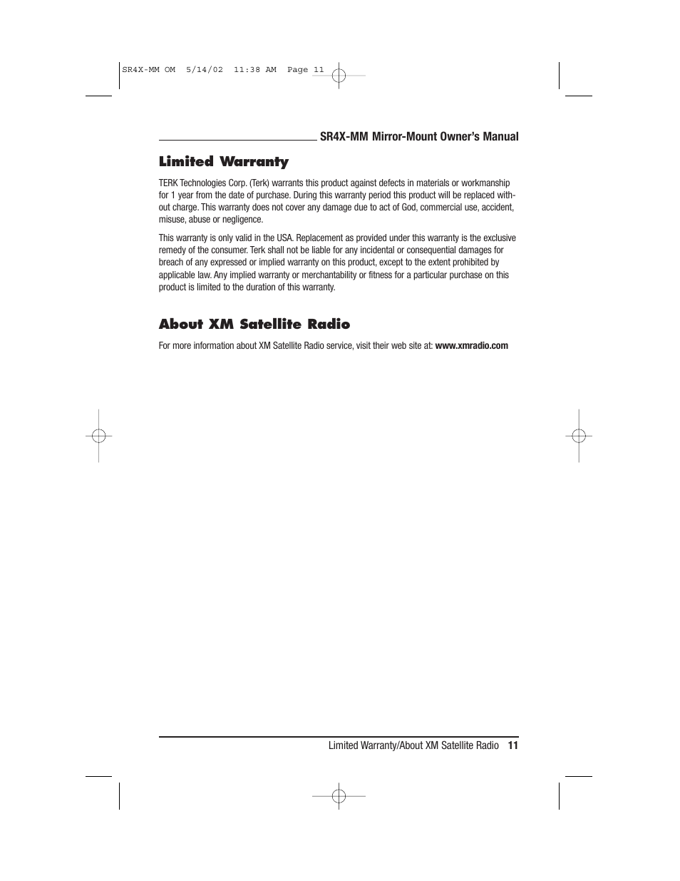 TERK Technologies TERK XM4 MM User Manual | Page 11 / 12