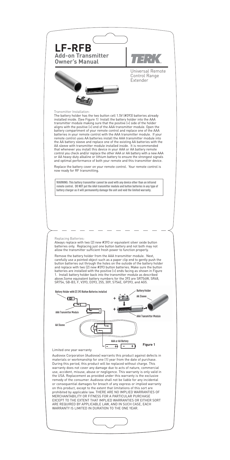 TERK Technologies LF-RFB User Manual | 1 page