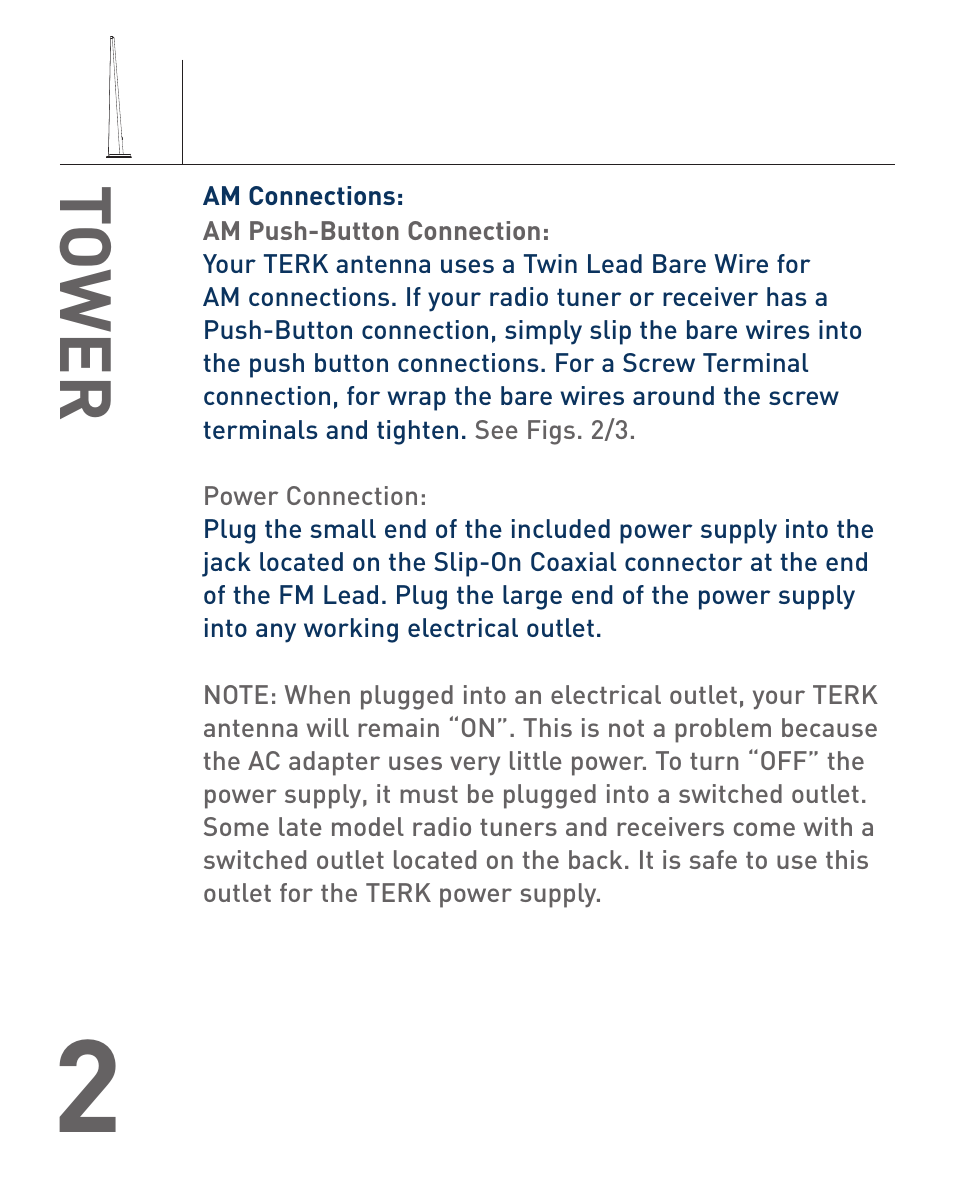 TERK Technologies AM/FM Tower Powered Indoor Antenna User Manual | Page 3 / 6