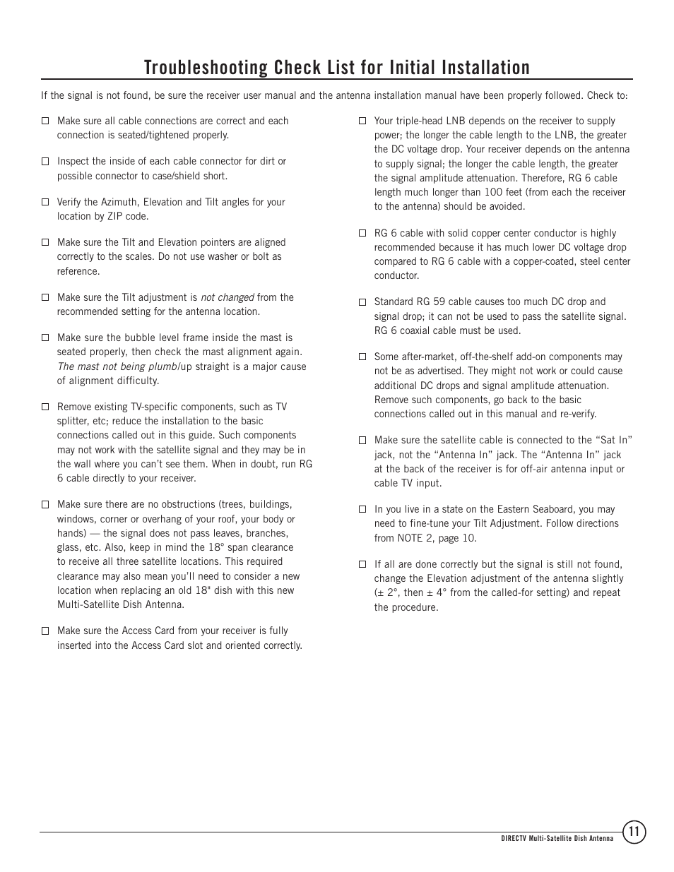 TERK Technologies Multi-Satellite Dish Antenna 1DIRECTV User Manual | Page 11 / 12