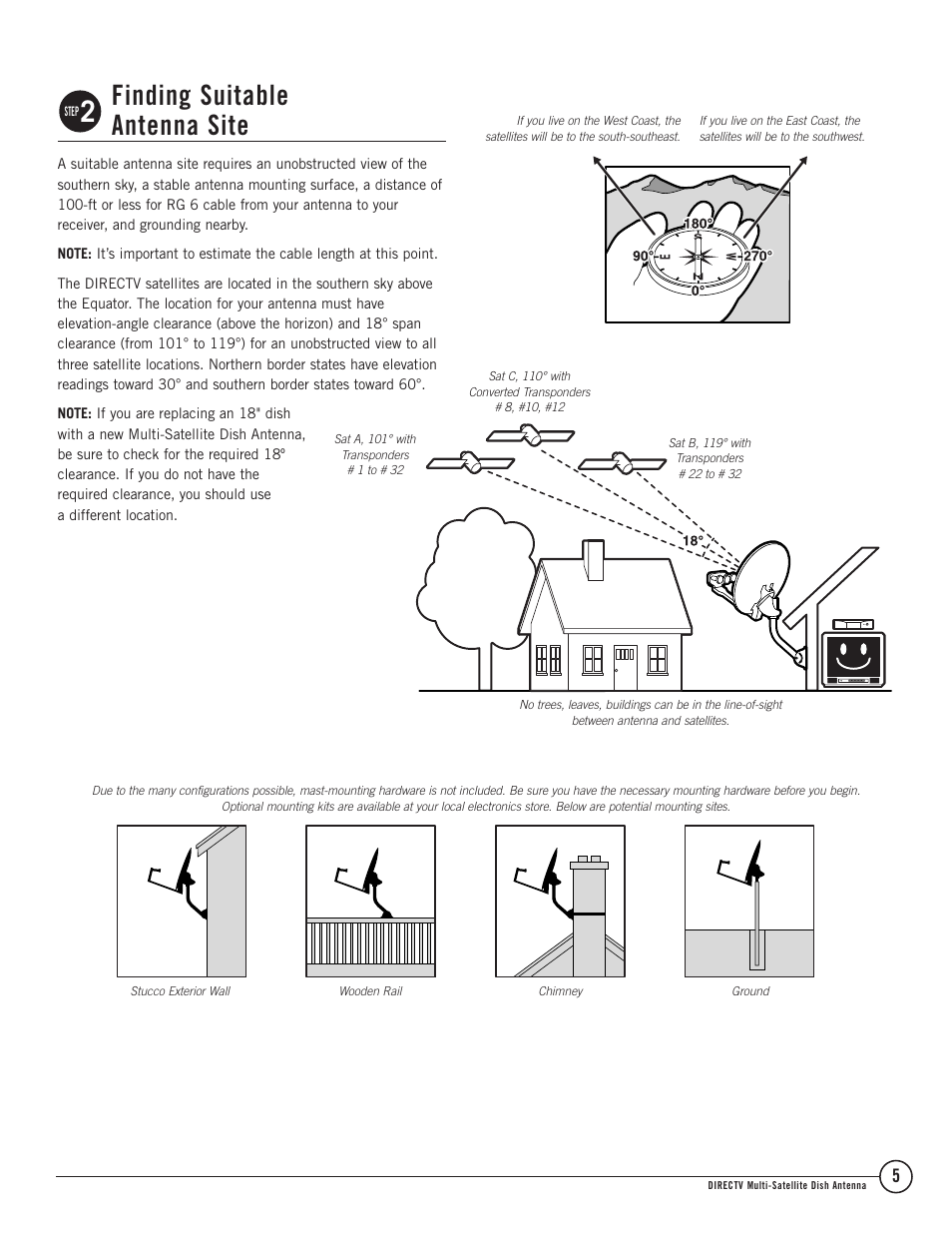 Finding suitable antenna site | TERK Technologies Multi-Satellite Dish Antenna 1DIRECTV User Manual | Page 5 / 12