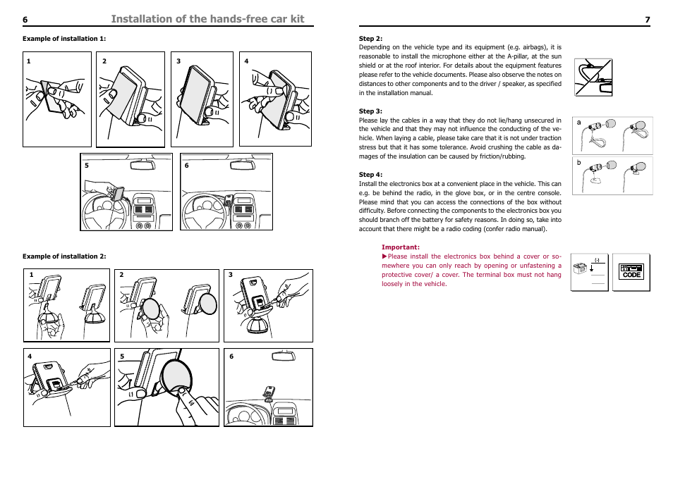 Installation of the hands-free car kit | THB Bury Bluetooth Hands-Free Car Kit CC 9060 User Manual | Page 5 / 16