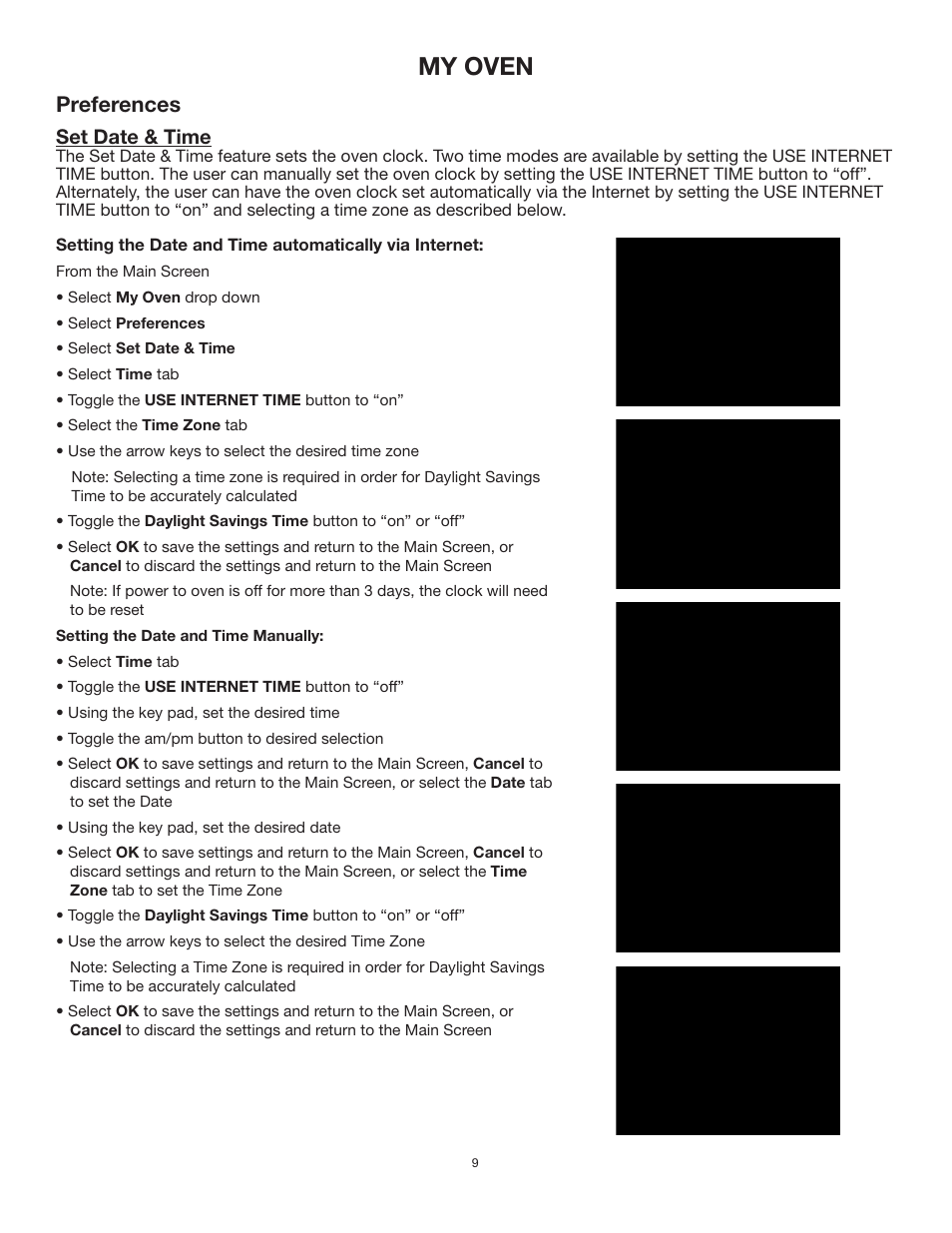 My oven, Preferences, Set date & time | TMIO PS302SS00 User Manual | Page 12 / 39