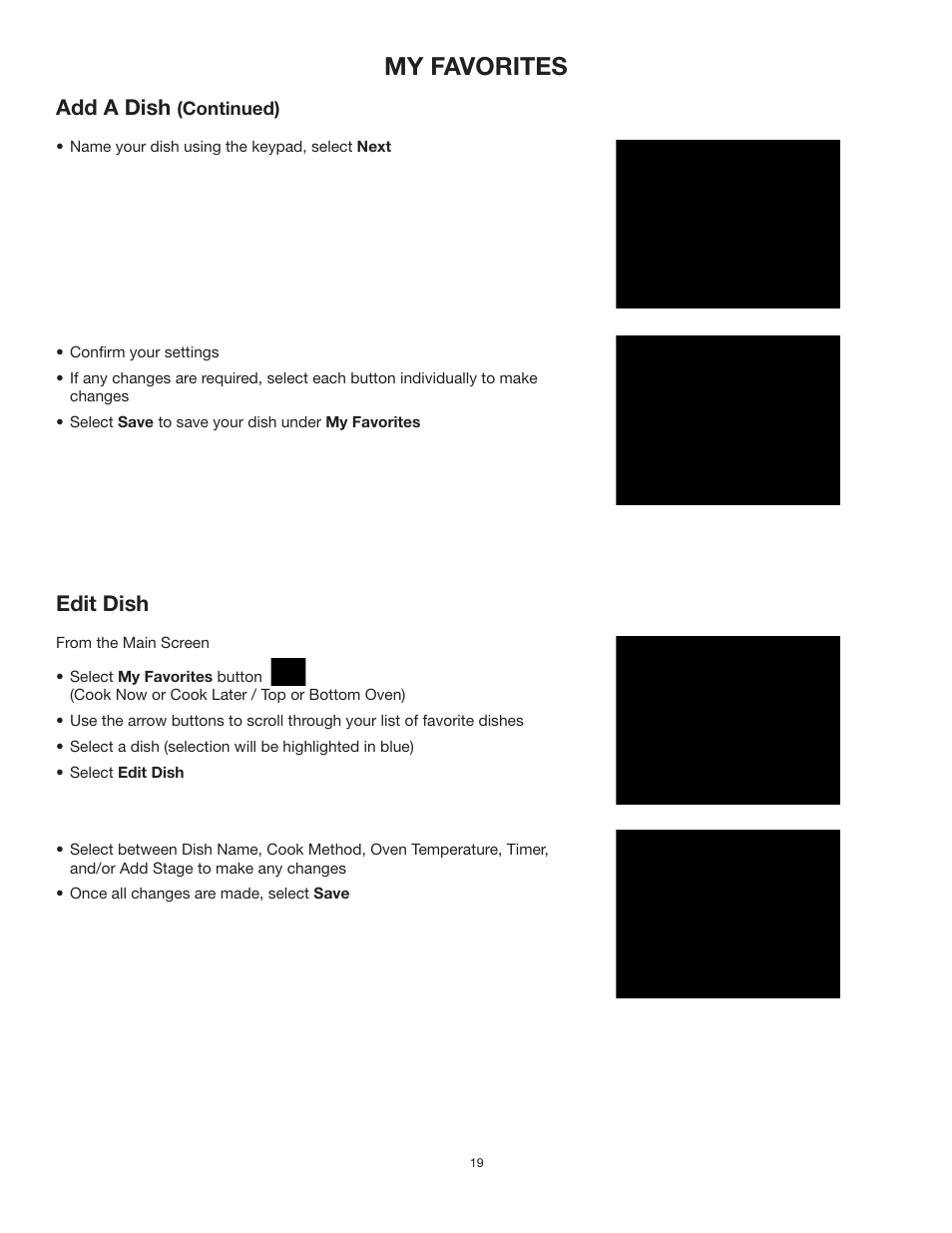 My favorites, Add a dish, Edit dish | TMIO PS302SS00 User Manual | Page 22 / 39