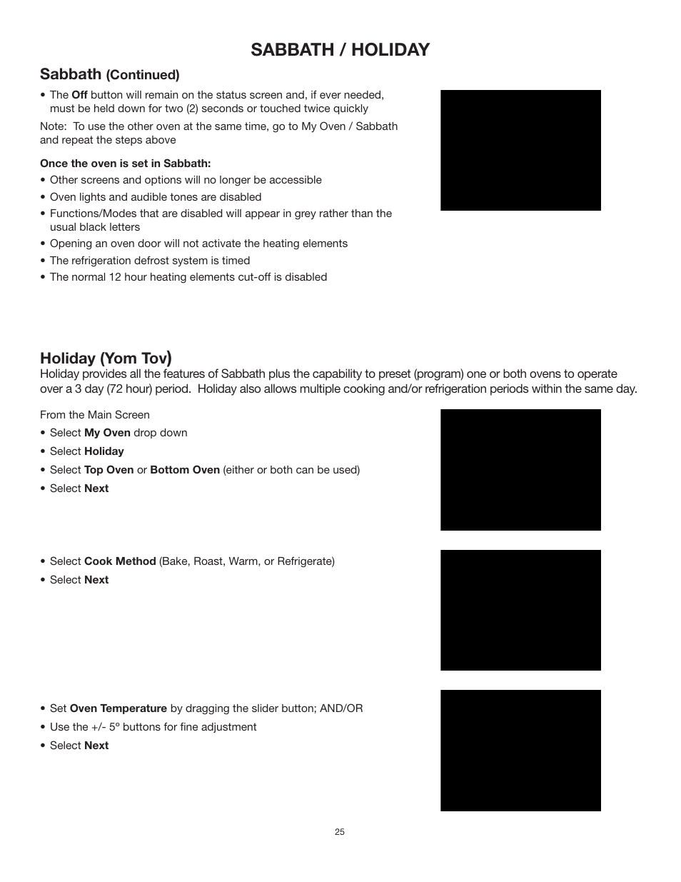 Sabbath / holiday, Sabbath, Holiday (yom tov | TMIO PS302SS00 User Manual | Page 28 / 39