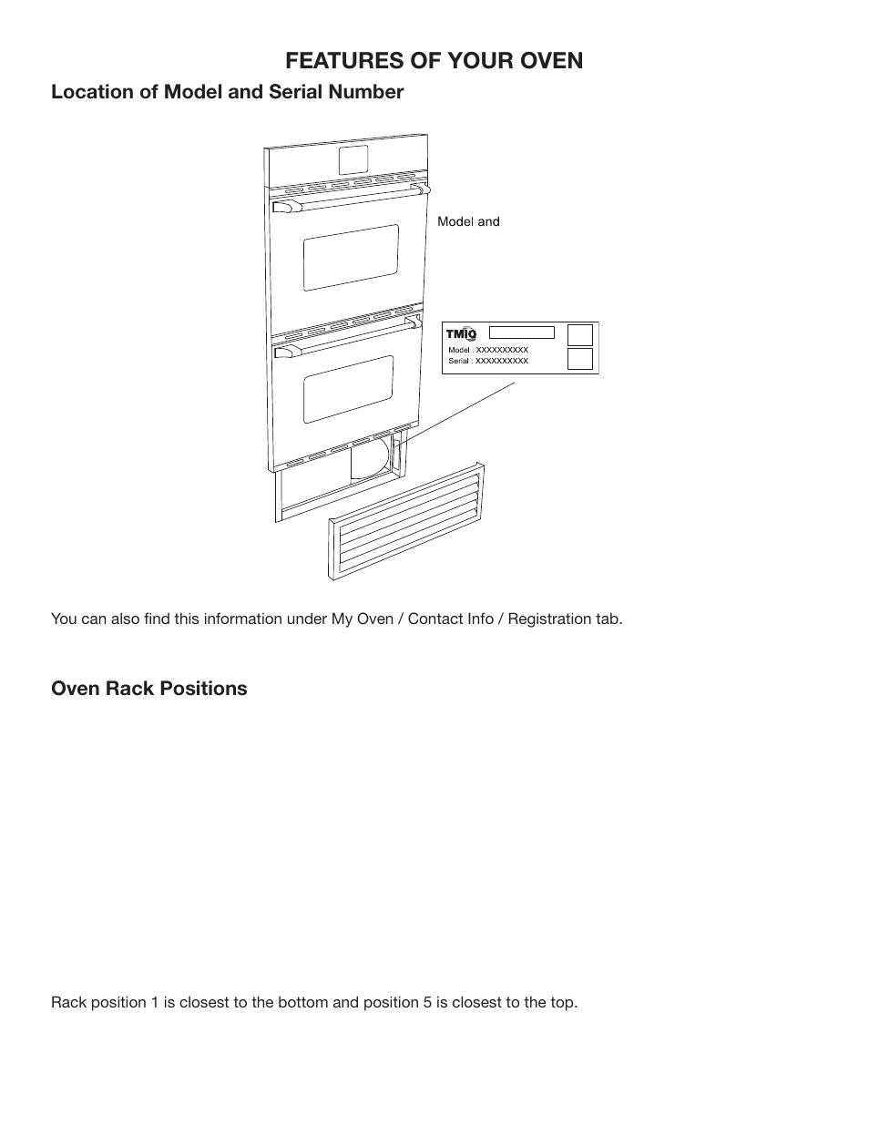 Features of your oven | TMIO PS302SS00 User Manual | Page 7 / 39