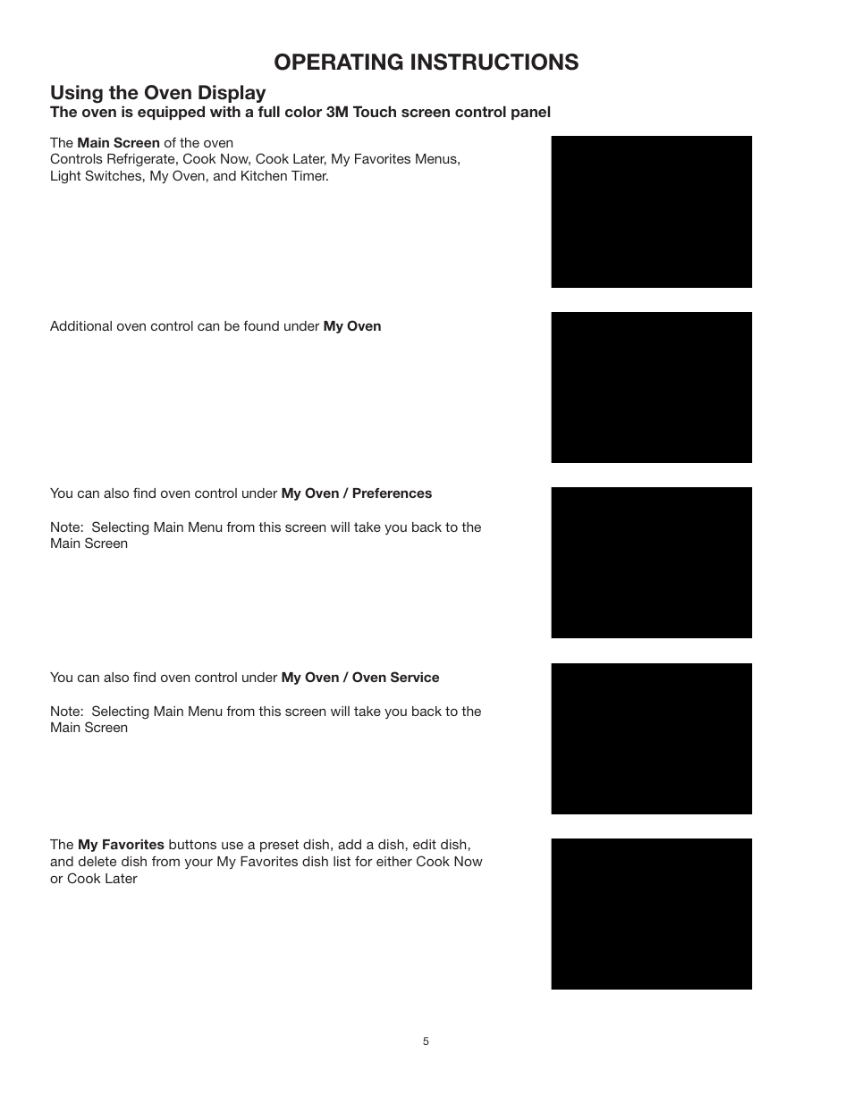 Operating instructions, Using the oven display | TMIO PS302SS00 User Manual | Page 8 / 39