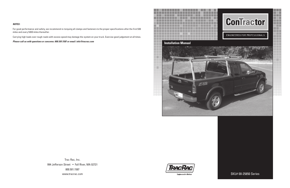 TracRac SKU# 00-25850 User Manual | 4 pages
