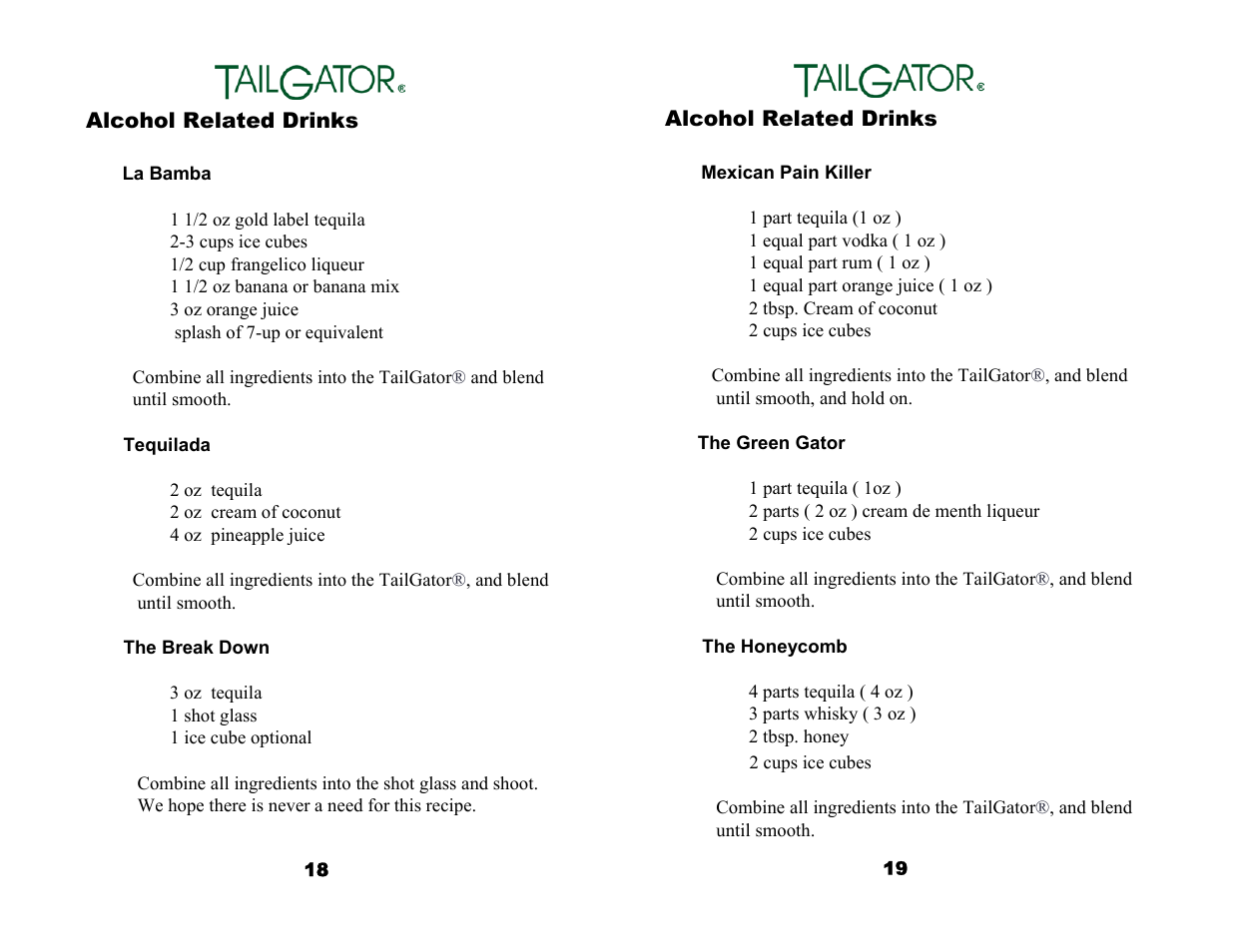 Tailgator The Original Portable Gas Powered Blender User Manual | Page 11 / 14