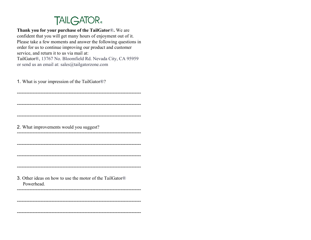Tailgator The Original Portable Gas Powered Blender User Manual | Page 14 / 14