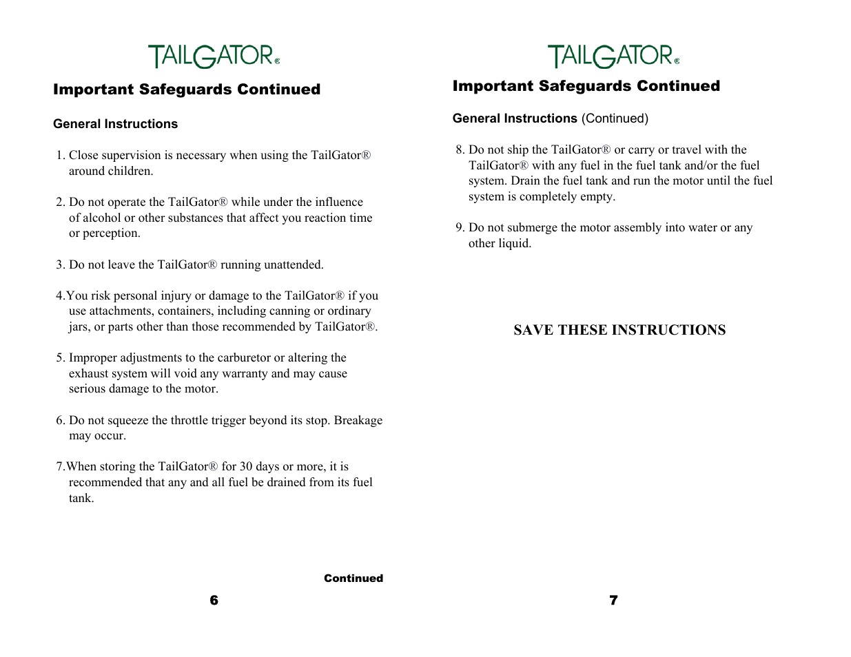 Tailgator The Original Portable Gas Powered Blender User Manual | Page 5 / 14
