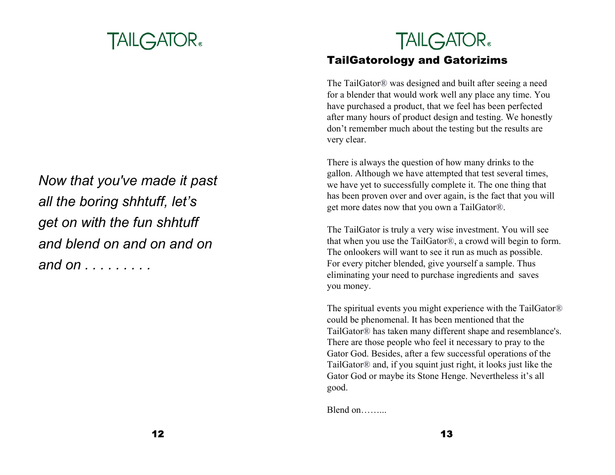 Tailgator The Original Portable Gas Powered Blender User Manual | Page 8 / 14