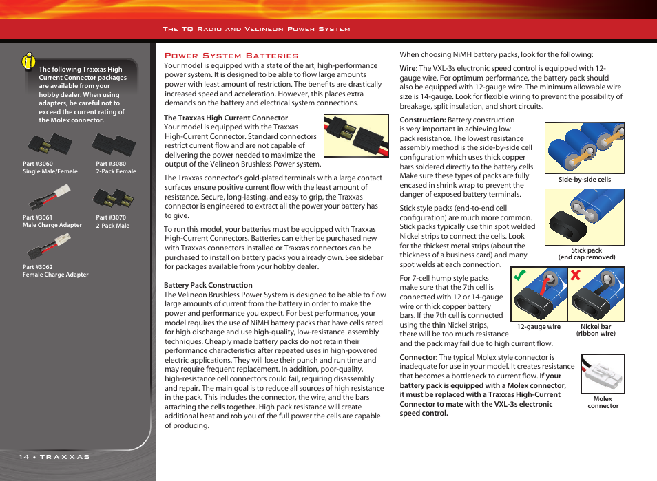 Power system batteries | Traxxas RUSTLER 3608 User Manual | Page 14 / 28