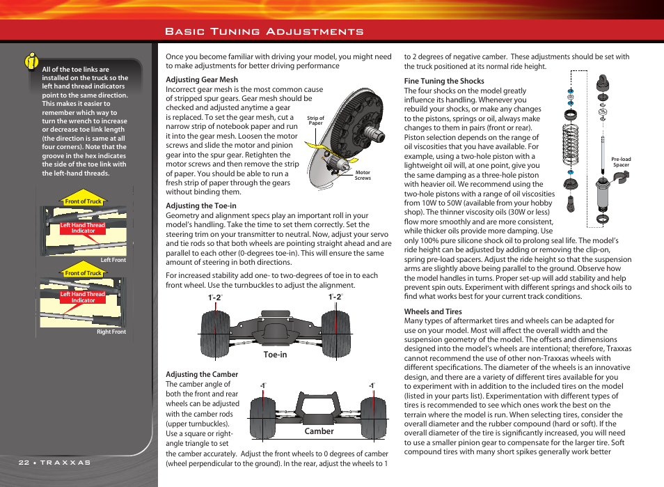 Basic tuning adjustments | Traxxas RUSTLER 3608 User Manual | Page 22 / 28