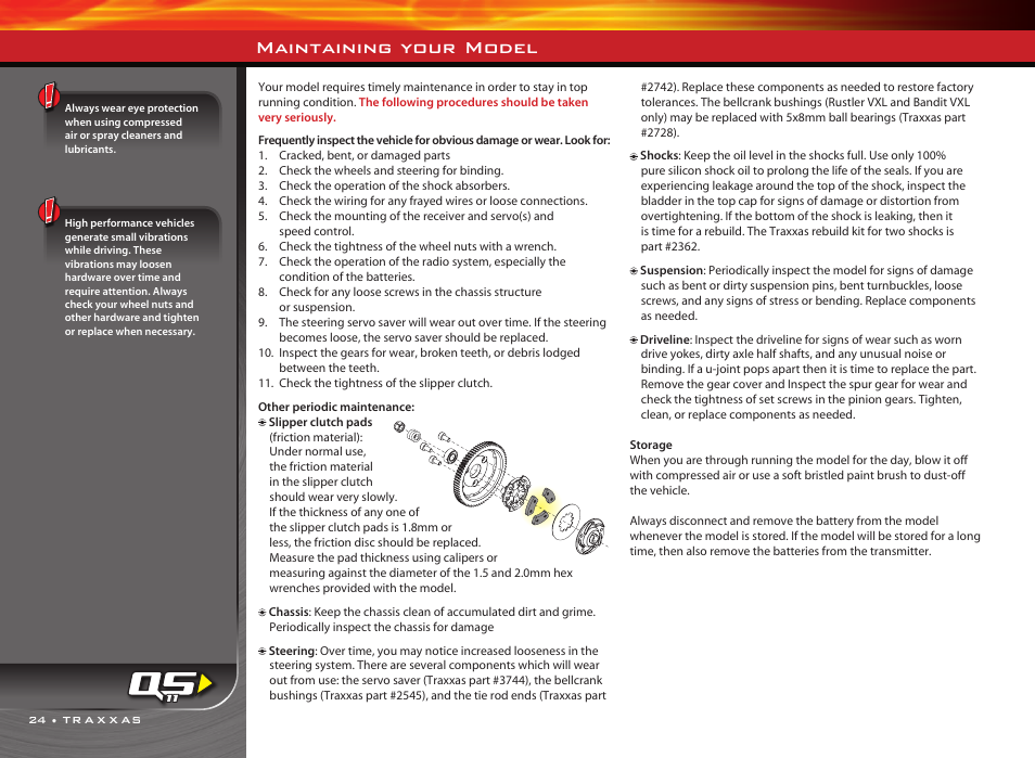 Maintaining your model | Traxxas RUSTLER 3608 User Manual | Page 24 / 28