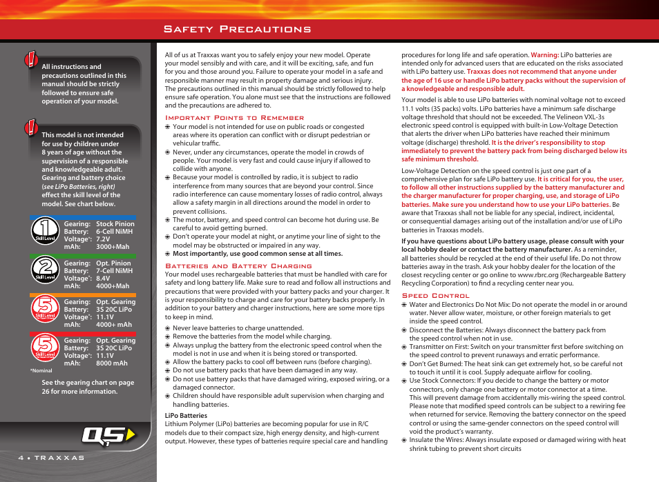 Safety precautions | Traxxas RUSTLER 3608 User Manual | Page 4 / 28