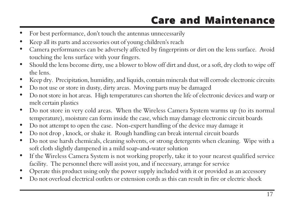 Care and maintenance | TRANWO Technology 3010 User Manual | Page 19 / 78