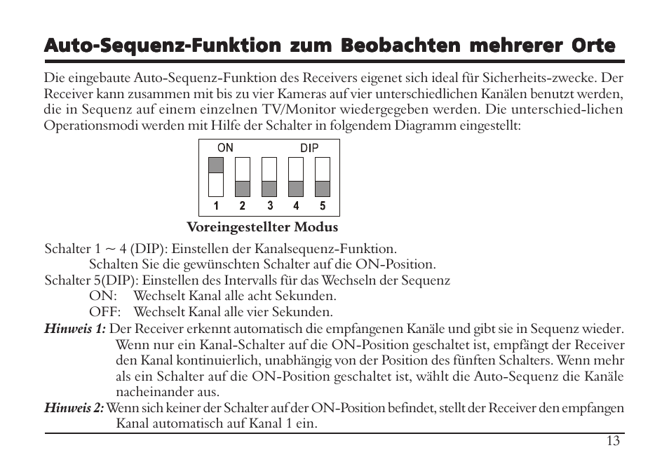 Auto-sequenz-funktion zum beobachten mehrerer orte | TRANWO Technology 3010 User Manual | Page 61 / 78