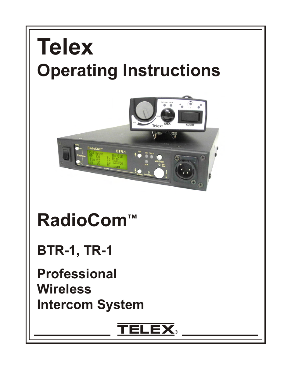 Telex RADIOCOM TR-1 User Manual | 56 pages