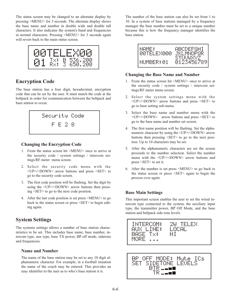 En cryp tion code, Sys tem set tings | Telex RADIOCOM TR-1 User Manual | Page 25 / 56