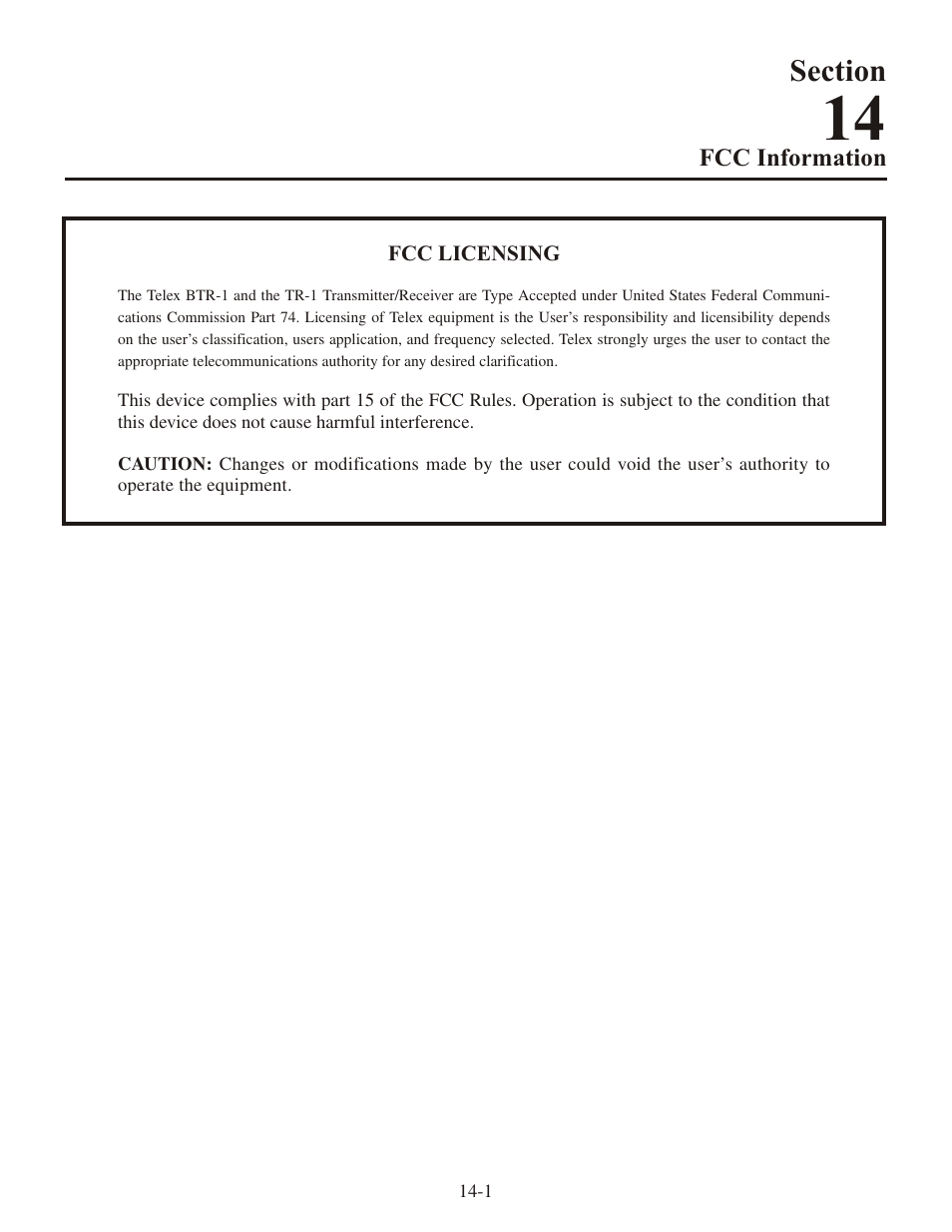 Sec tion | Telex RADIOCOM TR-1 User Manual | Page 50 / 56