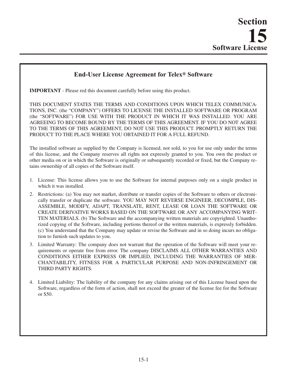 Sec tion | Telex RADIOCOM TR-1 User Manual | Page 52 / 56