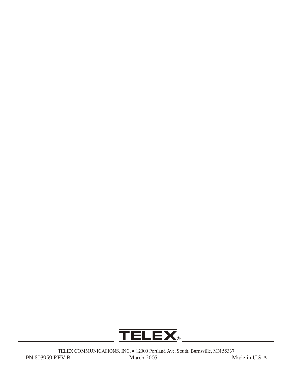 Telex RADIOCOM TR-1 User Manual | Page 56 / 56