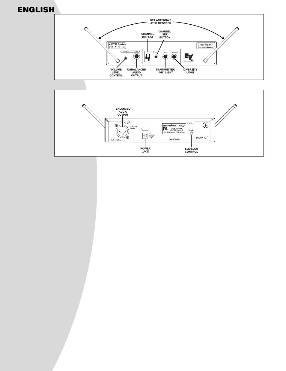 English | Telex N/DYM SERIES User Manual | Page 4 / 13