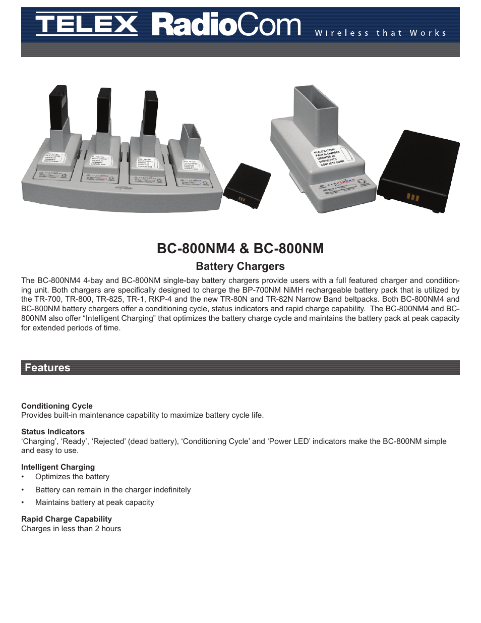 Telex BC-800NM User Manual | 2 pages