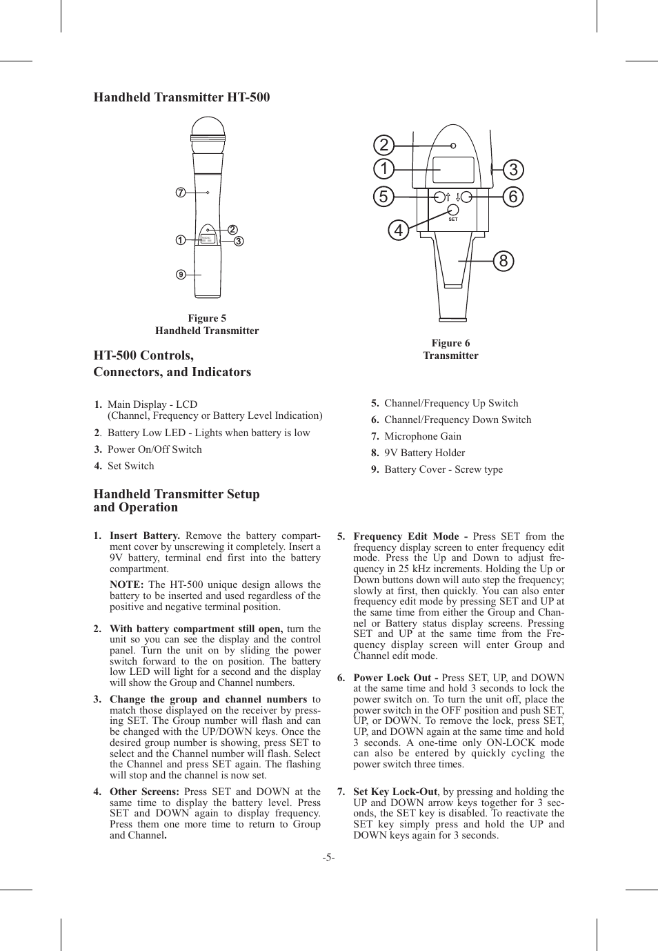 Handheld trans mit ter ht-500 | Telex FMR-500 User Manual | Page 6 / 15