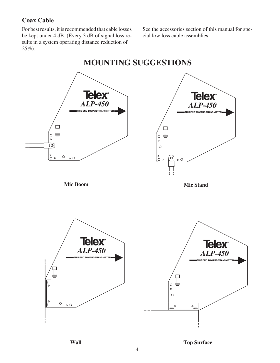 Mounting suggestions | Telex ALP-450 User Manual | Page 4 / 6