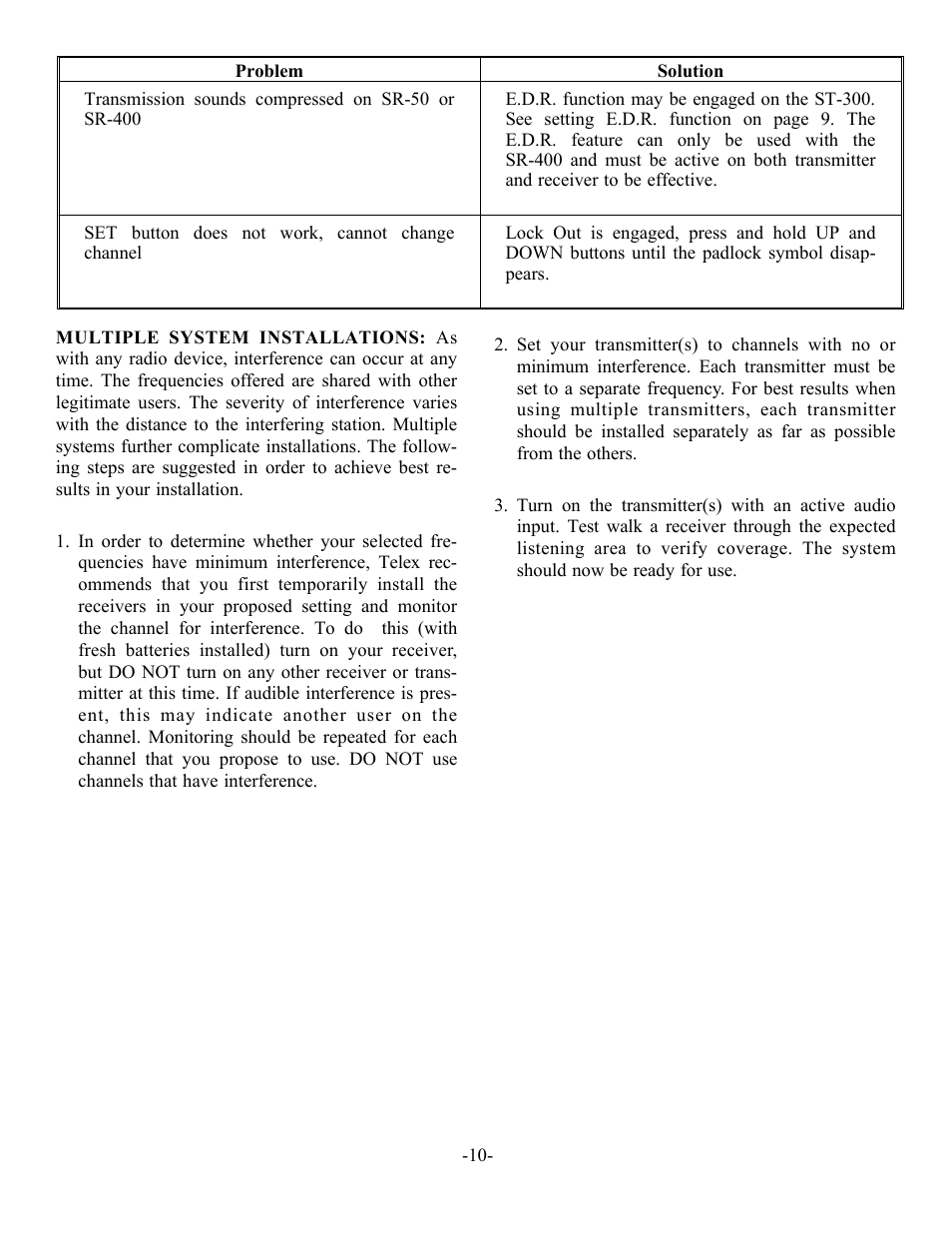 Telex SR-400 User Manual | Page 12 / 22