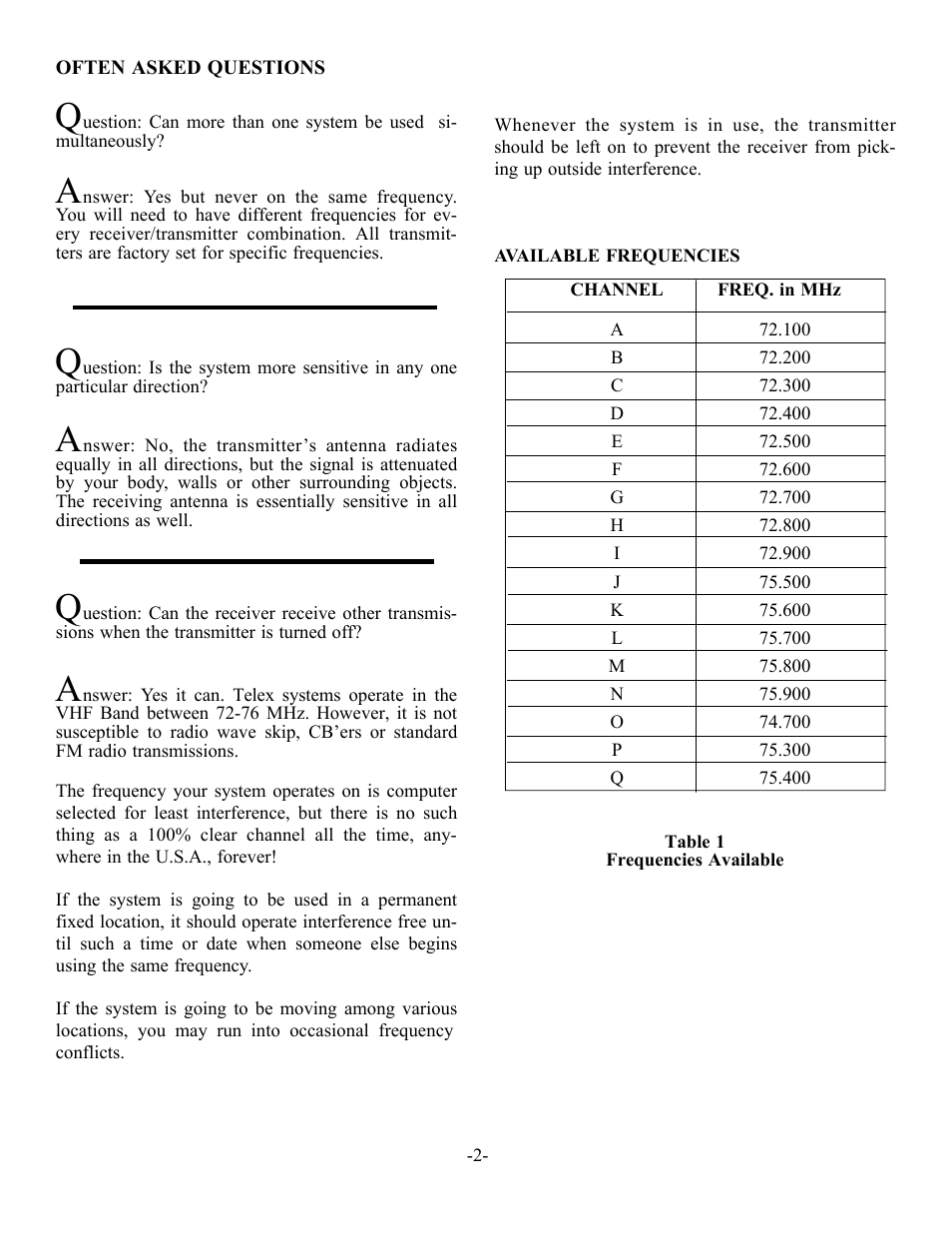 Telex SR-400 User Manual | Page 4 / 22