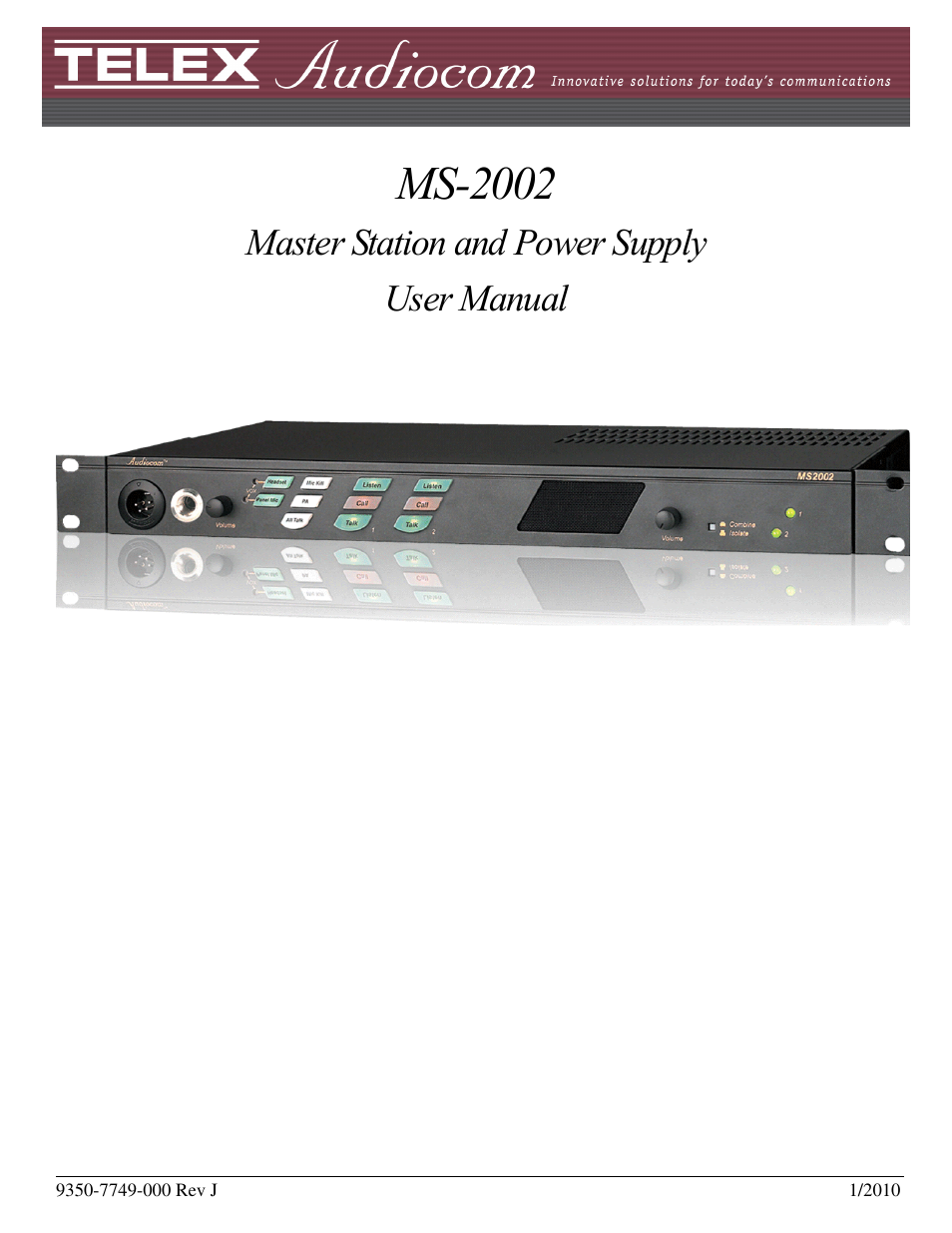 Telex AUDIOCOM MS-2002 User Manual | 30 pages