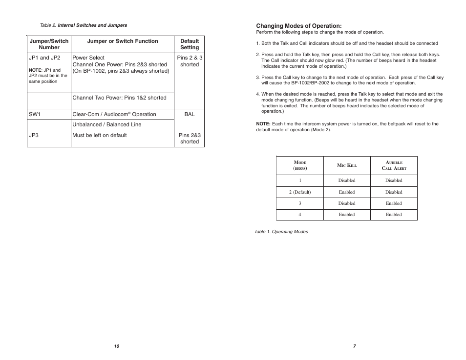 Telex AUDIOCOM BP-2002 User Manual | Page 7 / 8