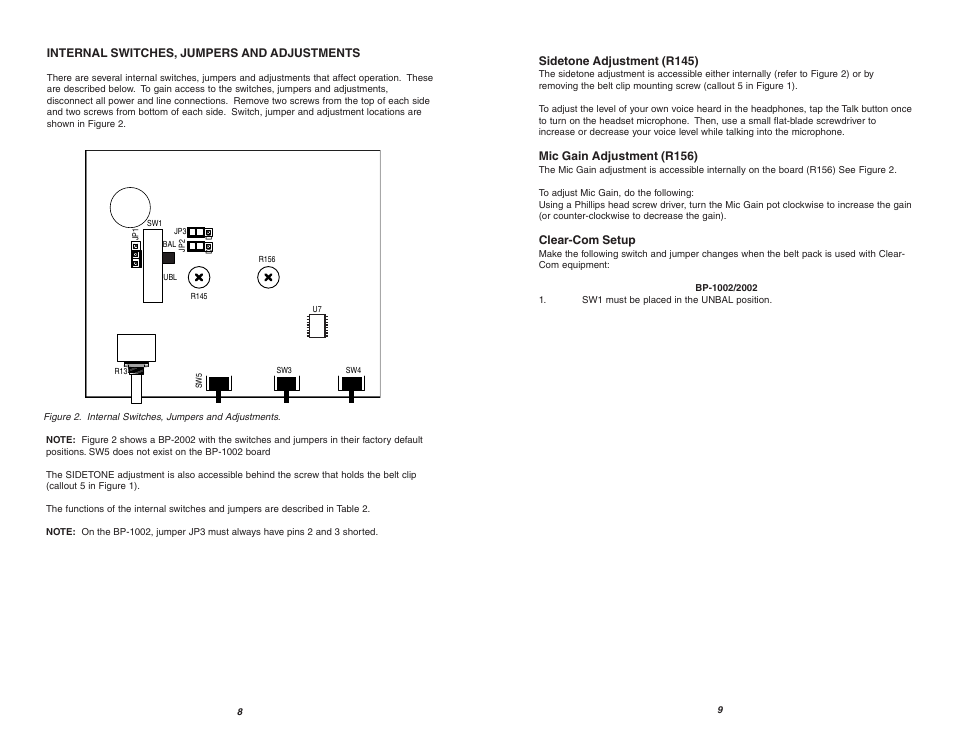 Telex AUDIOCOM BP-2002 User Manual | Page 8 / 8