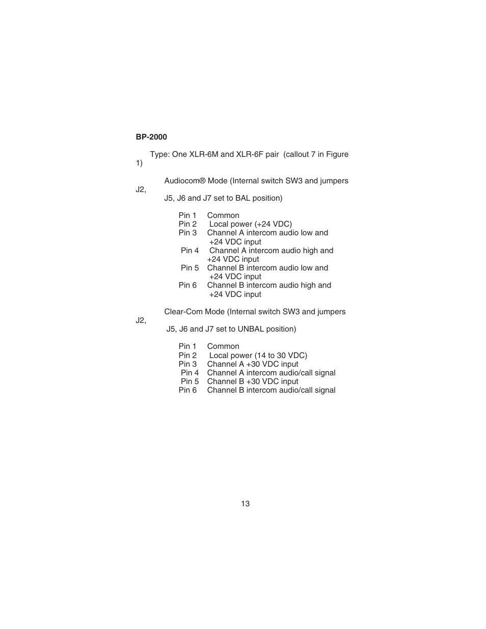 Telex AUDIOCOM BP-2000 User Manual | Page 14 / 20