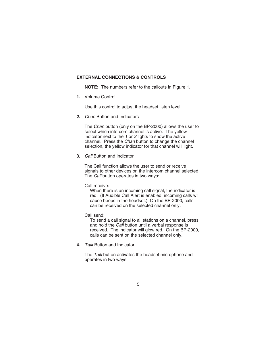 Telex AUDIOCOM BP-2000 User Manual | Page 6 / 20