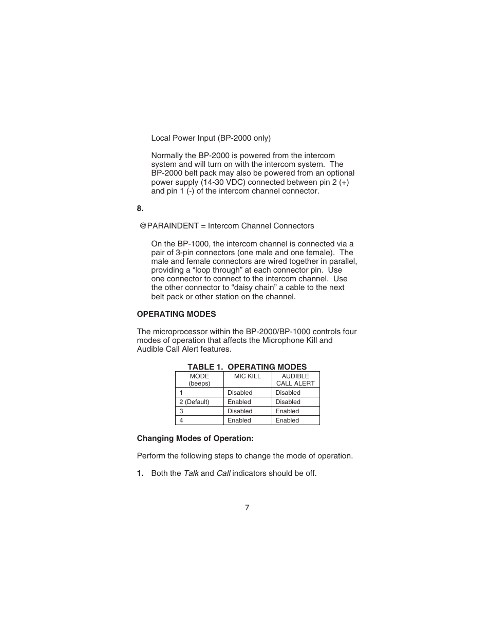 Telex AUDIOCOM BP-2000 User Manual | Page 8 / 20